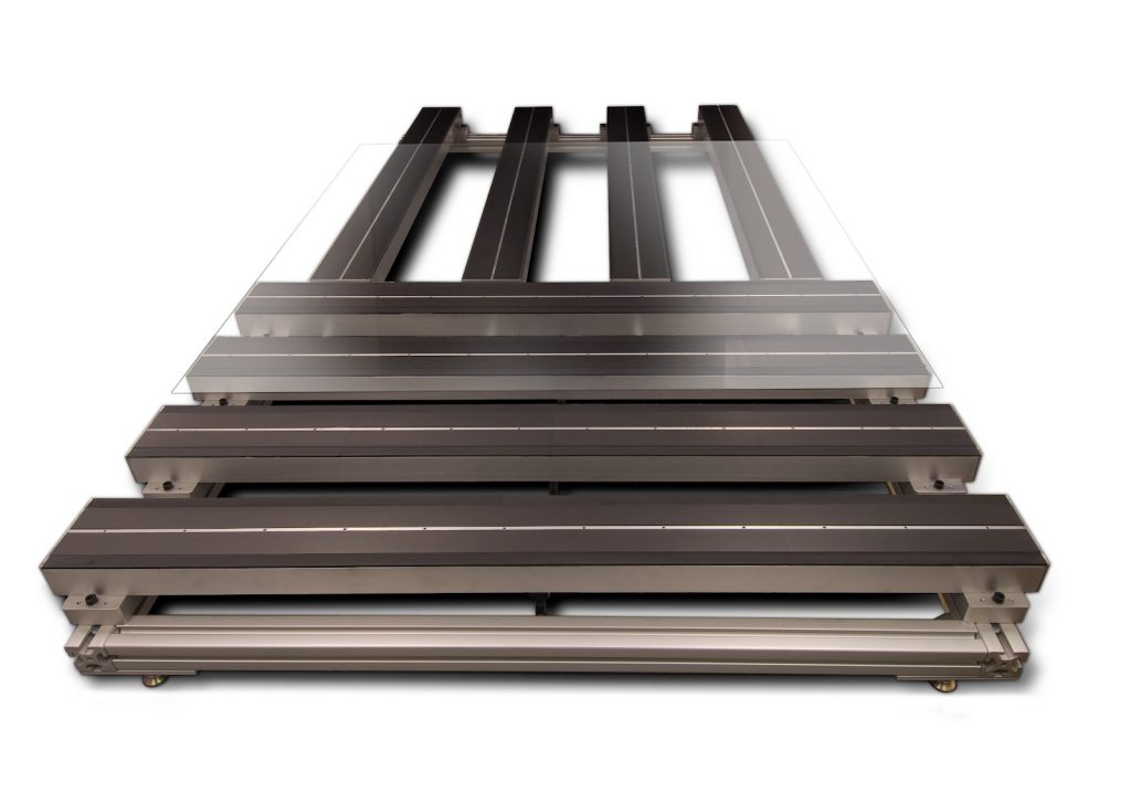 Air Bars transporting a glass panel