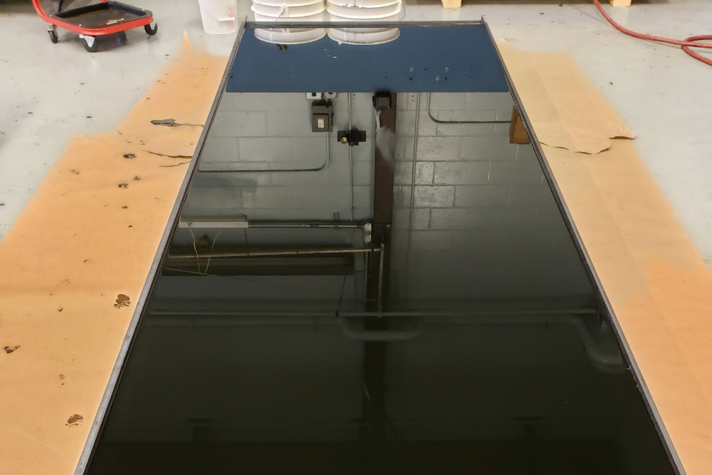 Mirror finish on the air plate after the epoxy is poured.
