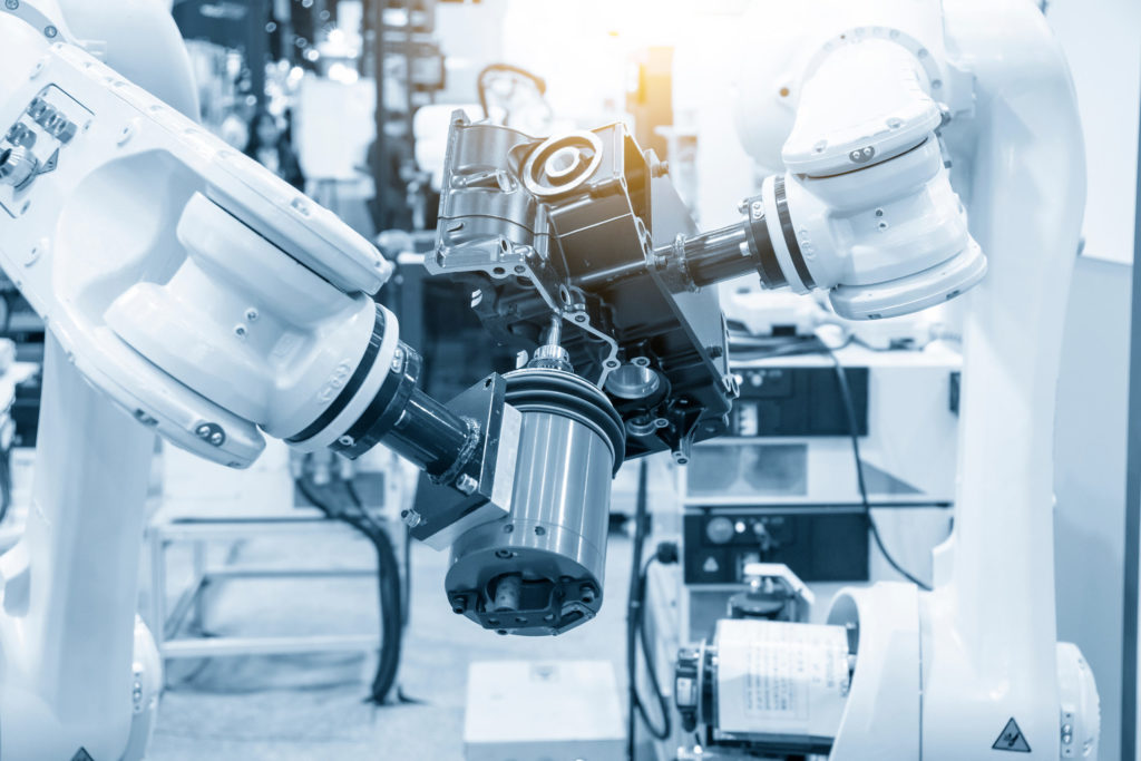 Milling spindle attached with the robotics arm for automated automotive applications.