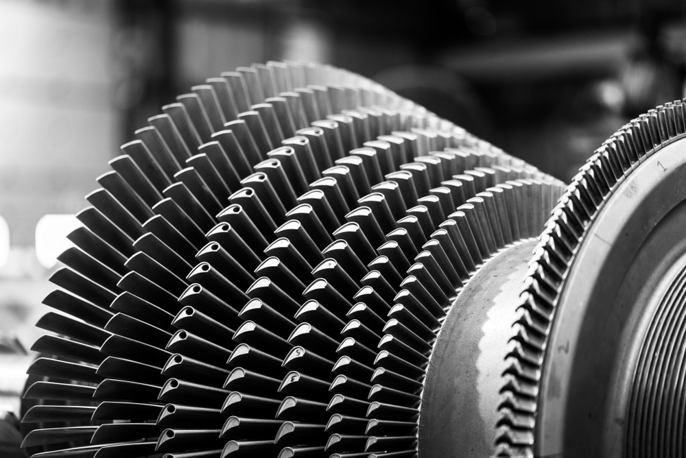 The rotor of a steam turbine